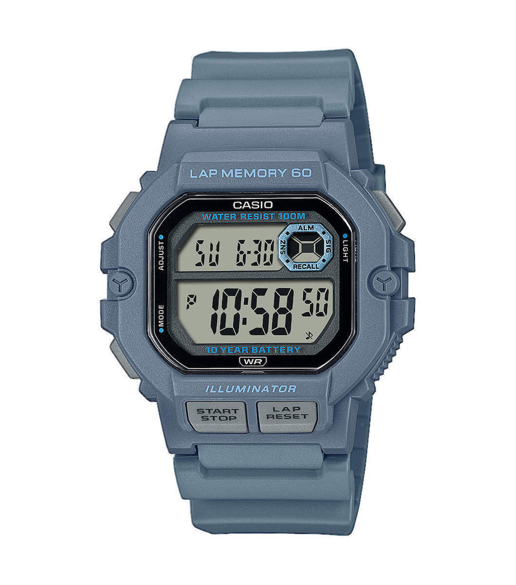 Casio WS-1400H-2AVEF Ανδρικό Ψηφιακό Ρολόι Ρητίνης Μπλε με Χρονόμετρο και Αντοχή στο Νερό 100m